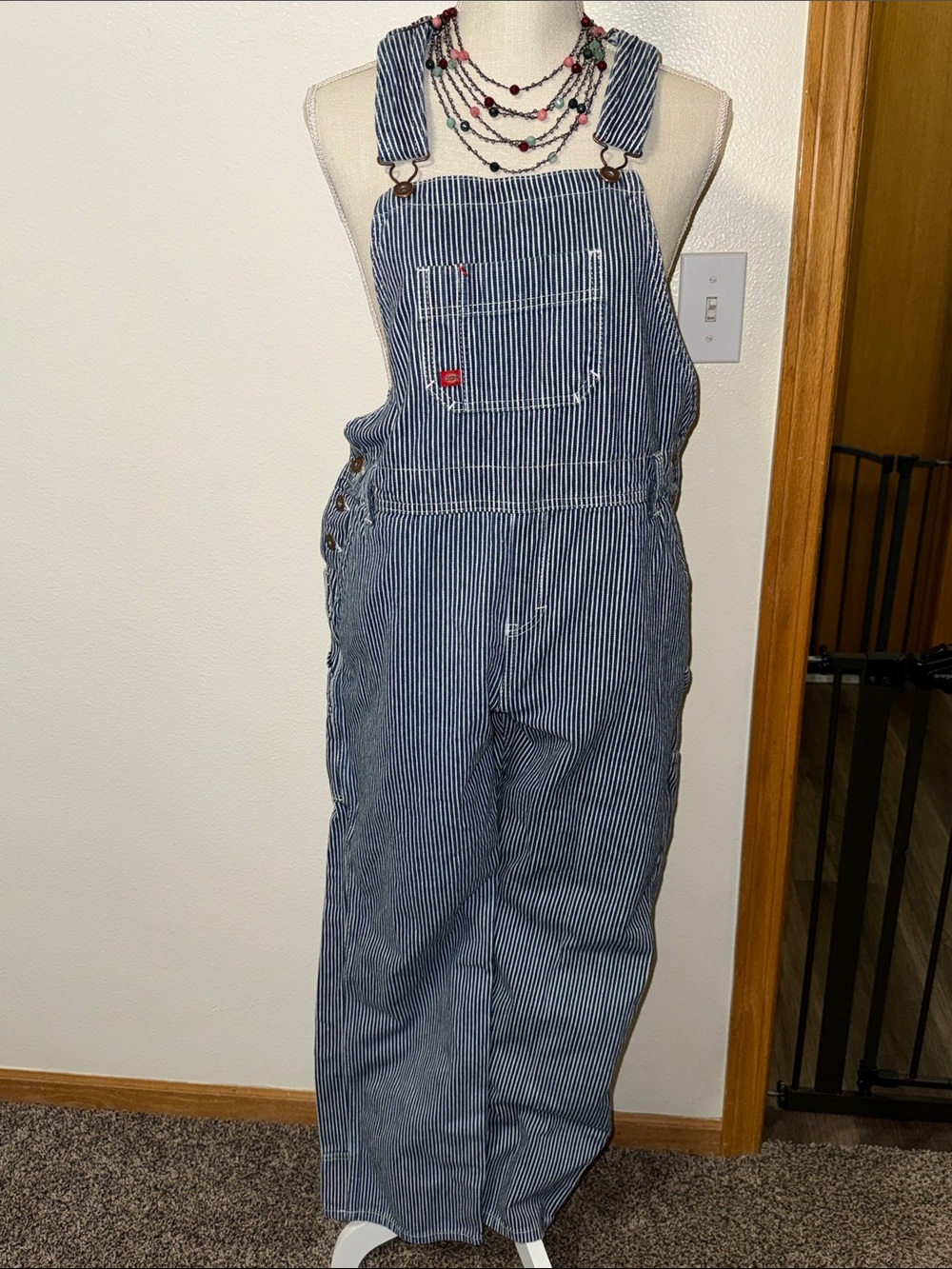 Dickies Striped Overalls size Medium